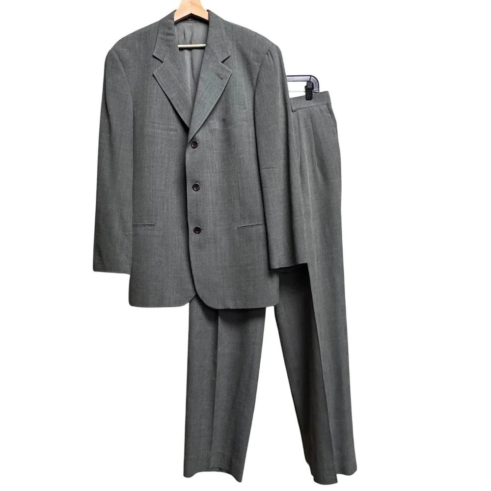 BOSS HUGO BOSS Black Label 40R 2-Piece Suit Jacket & Pants 31x31 Glen Plaid Wool